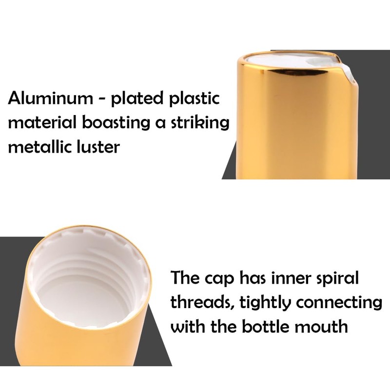 TWZKXC 8 Pcs 24/410 Aluminized Plastic Disc Top Caps, Gold