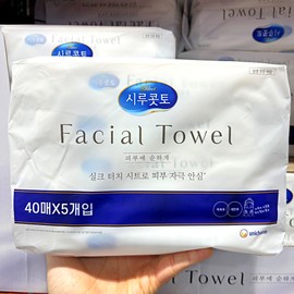 Shirukotto Face Towel Facial Towel Disposable Towels 40 sheets 5 pieces / 시루콧토 페이스타올 페이셜타월 일회용 수건 40매 5개입
