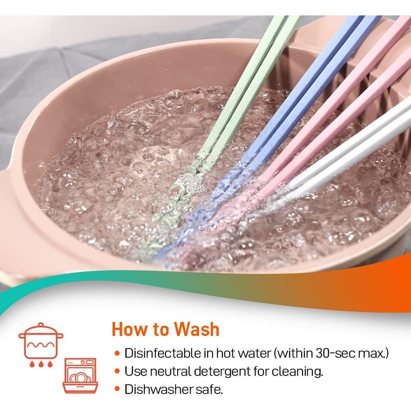 RECOHOME Premium Korean Silicone Cooking Chopsticks with Spoon Tip –