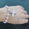 Baptism Favor Bracelet (12 PCS) Angel Wing Cross Pink Bead