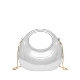 COOLOYA Women's Mini Crescent Acrylic Designer Luxury Bags Clutch Purse Bag Crossbody Shoulder Handbags With Chain, Silver, One Size