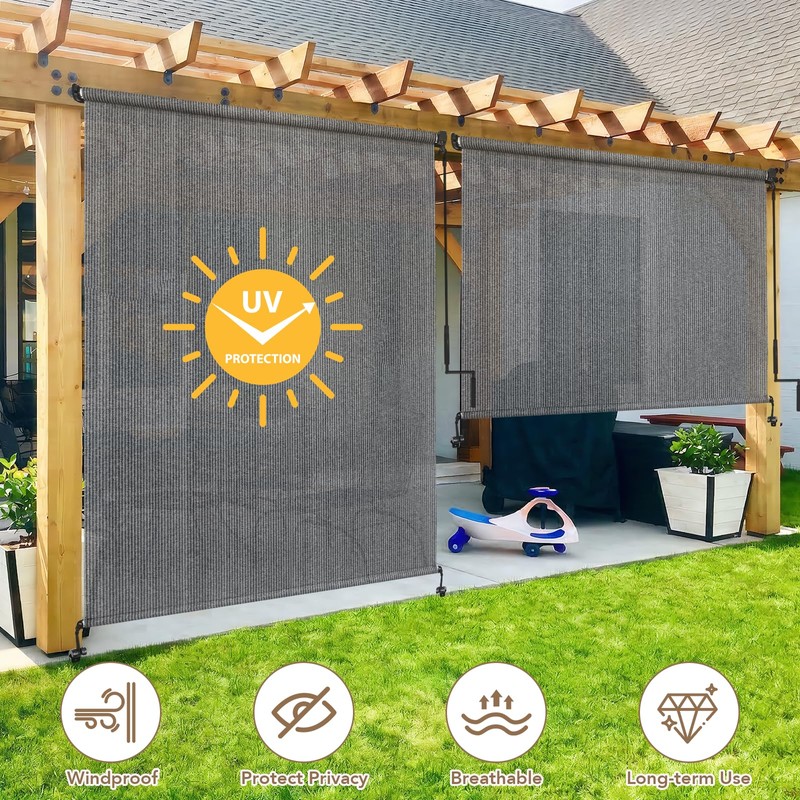 Outdoor Roller Shade 7' W x 8' H Cordless -