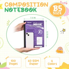 Fainne 125 Pack Primary Ruled Composition Notebook Bulk, Grades K-2 Drawing Story Journal Writing Notebook 7-1/2" x 9-3/4", 100 Pages Primary Composition for Kids Drawing and Writing