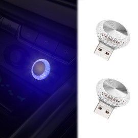 USB LED Car Interior Atmosphere Lamp, Crystal Mini USB LED Car Interior Ambient Light, Trunk Ambient Light, Decoration Light Ambient Interior Led Light for All Car Interiors, 2 Pcs Night Light (Blue)