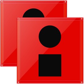 2 Pcs 3 x 3 Feet Distress Flag for Marine Boating Distress Signal Flag PVC SoS Flag Visual Distress Signal for Outdoor Boat Safety Emergency Accesssories, Black and Red