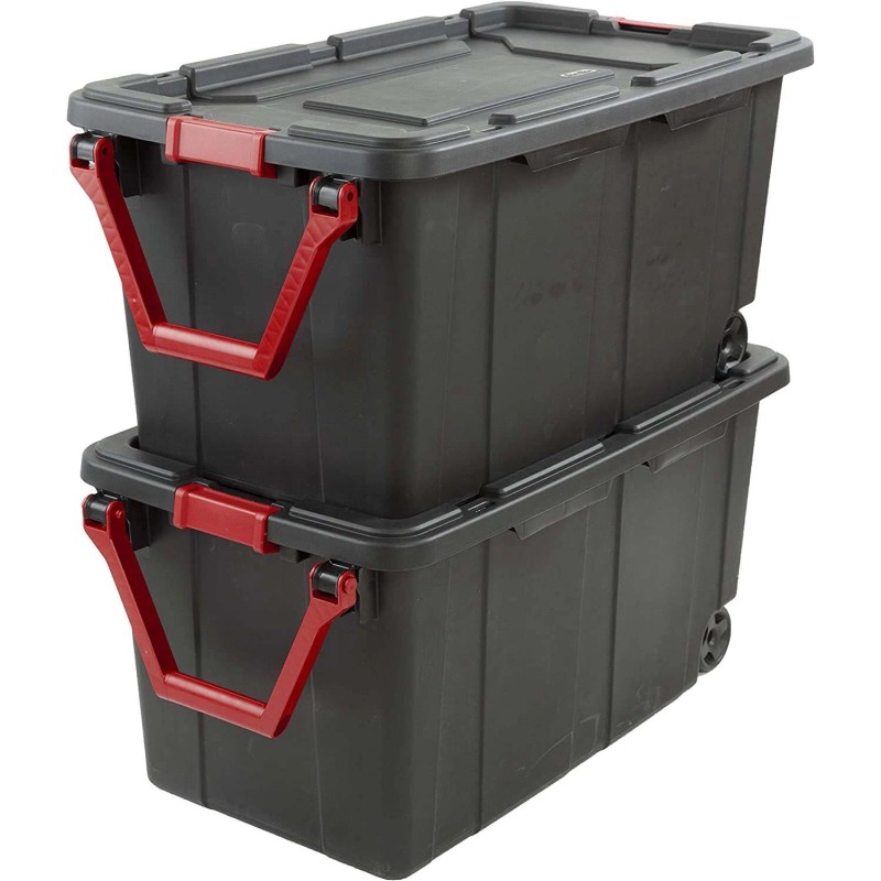 Sterilute Rolling Wheeled Storage Tote 40 gal Heavy Stack 2