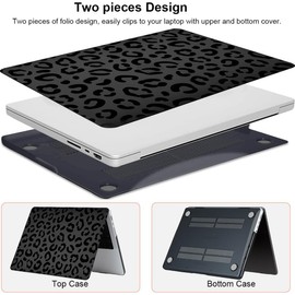 Leopard Case for MacBook Pro 14 inch 2025-2021 M4 M3 M2 M1 Pro/Max Chip A3112 A3185 A3401 A2918 A2992 A2779 A2442, Cheetah Animal Print Plastic Hardshell & Keyboard Cover, Matte Black Leopard Print