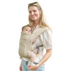 GROWNSY Cozy Baby Wraps Carrier, Baby Carrier Newborn to Toddler, Ergonomic Baby Sling with Head Support, Cream