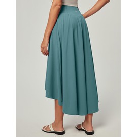 Heathyoga High Waist Wrap Skirt with Shorts Flowy Skirts for Women Trendy Summer Ruffle High Low Maxi Skirt with Slit Green