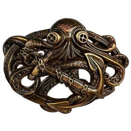 Western Pirate Octopus Skull Dragon Vampire Rider Leaf Eagle Guitar Belt Buckle Fits 1-1/2"(38mm) Multi-Style Options, Type Buckle G52 - Ha2333 Copper, 1-1/2"