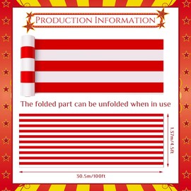 Jecery 54 Inch x 100 ft Tablecloth Roll Red and White Striped Tablecloth Red Brick Wall Backdrop Carnival Circus Decorations Wizard Photography Supplies for Photo Booth Props