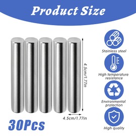 Pack of 30 5 mm x 45 mm Dowel Pins, 304 Stainless Steel Shelf Brackets, Cylinder Pins, Dowel Pins, Shelf Pins, Shelf Brackets, Shelf Supports Pins for Cabinets, Furniture, Shelf
