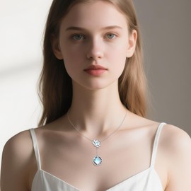 JERWLI Sobriety Gifts for Women 925 Sterling Sliver Lotus Necklace Sobriety Jewelry for Women