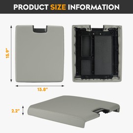 Grey Center Console Cover Armrest Lids with Base for 07-14 Chevy Avalanche Suburban Tahoe, 07-13 Silverado/GMC Sierra 1500 2500HD 3500HD, Yukon XL, Replace 20864153, 924835, 924-835