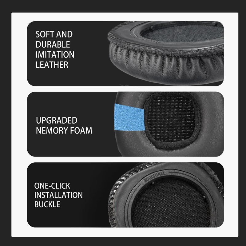 PESLNG Professional PU Leather Replacement Ear Pads Compatible with Marshall