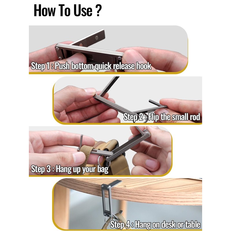 sayram ST5 Titanium Purse Hook for Table – Foldable Bag