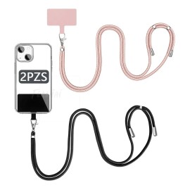 2 Correa Para Celular Cuerpo Cruzado Ajustable Negro+rosa