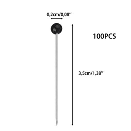 Ryaupy Pins, Glass Head Pins, Stainless Steel Pins, Glass Head Pins for Crafts, Sewing, Hemming, Craft, Jewellery Components, Decoration (38 mm) with Head, Pack of 100, Black