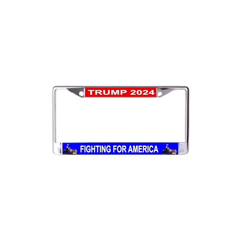Trump 2024 Fighting for America Chrome License Plate Frame