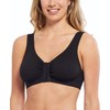 Carole Martin Full-Freedom Front Closure Wireless Cotton Bra-38 Black