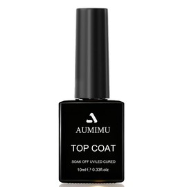 AUMIMU Gel Nail Top Coat, 0.3 fl oz (10 ml) X1, Non-Wiping, No Wiping, Top Coat, UV/LED Compatible