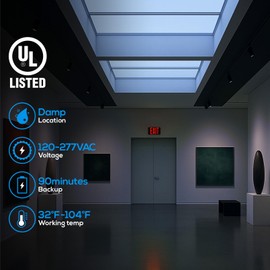 TORCHSTAR 8-Pack Red LED Exit Sign, Emergency Exit Light with Battery Backup, Double Face, UL 924, AC 120/277V, Damp Location, Hardwired Red Letter Exit Lights for Business Indoor, Black