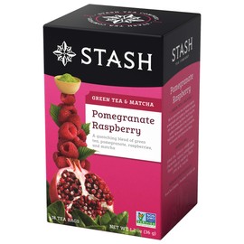 Stash Tea Pomegranate Raspberry & Matcha Green Tea - Caffeinated, Non-GMO Project Verified Premium Tea with No Artificial Ingredients, 18 Count (Pack of 6) - 108 Bags Total