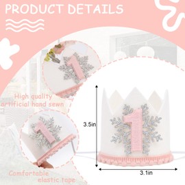 HIKLO First Birthday Crown - Crown Hat for Baby Boy/Girl, 1st Birthday Party Decoration, Cake Smash Photo Props, Outfits for Baby (Winter Onederland 1st Birthday Crown)