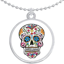 Sugar Skull Round Pendant Necklace