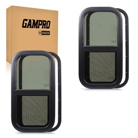 GAMPRO RV Window H Trailer Window Camper Windows Replacement Horizontal Slide RV with Net Screen and Trim Ring DOT Approved