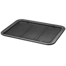 Alpine Cuisine Cookie Sheet with Rack 13x9-Inch - Nonstick Carbon Steel Sheet - Grey Easy Release, Durable, Leak-Proof & Heavy Duty Baking Sheets - Easy to Clean Tray, Dishwasher Safe Cooking Sheet