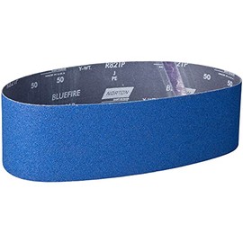 Norton 78072727475 4x36” BlueFire R821P Zirconia Alumina Cloth Narrow Benchstand Belts, 50 Grit, Coarse, 10 pack