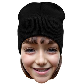 COUVER Unisex Knitted Solid Acrylic Beanie – Warm Winter 8 Inch Beanie Hat, Black