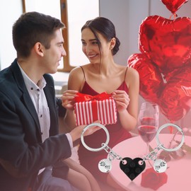 Ouligay 2pcs Couple Matching Keychains Brick Heart Keychain for Boyfriend Girlfriend Gifts Matching Heart Keychain for Couples Valentines Gift for Him Her Husband Wife