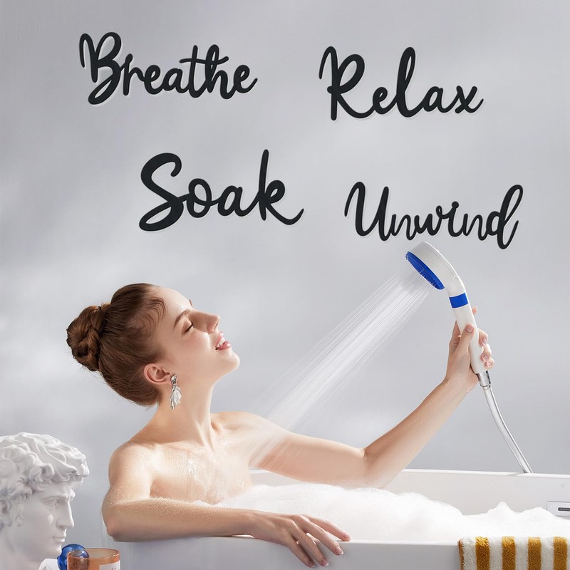 Bathroom Wall Art, Bathroom Quotes Wall Stickers, Breathe Relax Soak