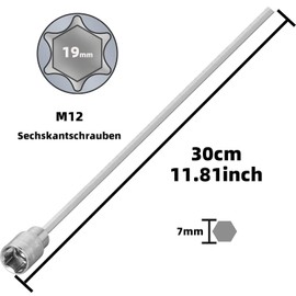 Caravan Crank for Cordless Screwdriver, Caravan Cordless Screwdriver Attachment Extension, Extension Crank with 19 mm Nut for Crank Supports, Caravan Jack Stand Length 30 cm for Motorhome and Caravan
