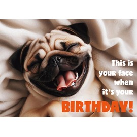 Gooji Funny Birthday Cards for Men - Dog Greeting Card with Smiling Pug Puppy, Perfect for Dog Lovers, Friends, Family, Animal Lovers - Humorous Birthday Card for Husband, Father, Grandpa