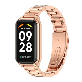 MIJOBS Strap for Xiaomi Smart Band 8 Active/Redmi Smart Band 2 Zinc Alloy Replacement Wrist WatchBand for Xiaomi Mi Band 8 Active Fitness Tracker
