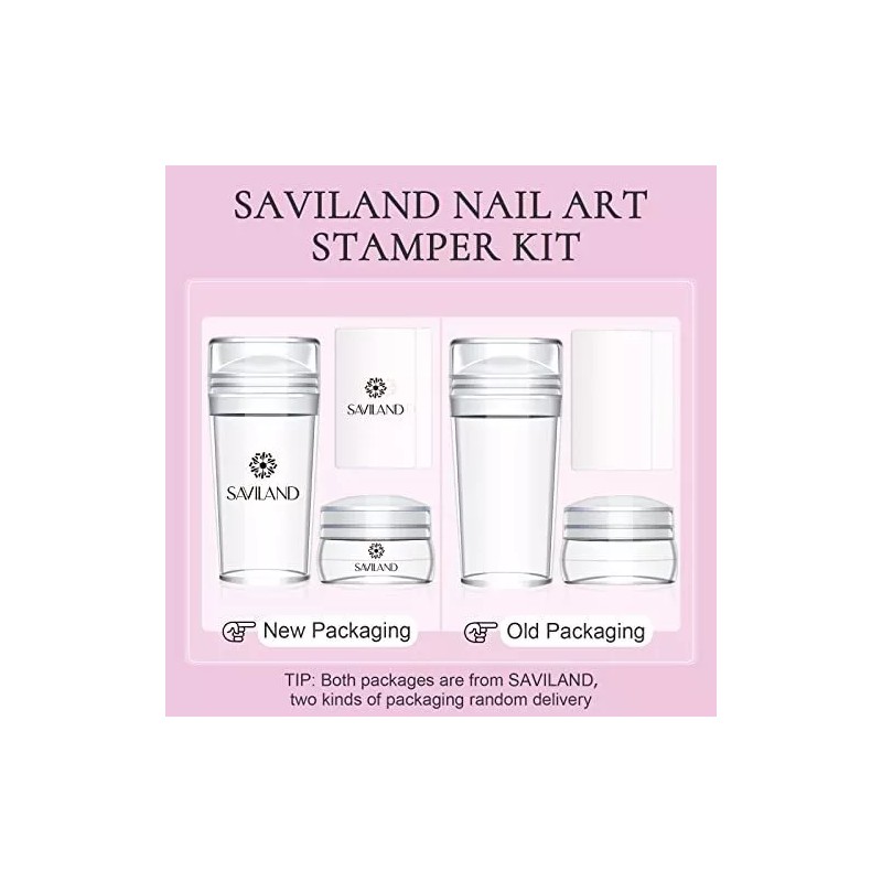 Saviland Kit De Estampado De Uñas - 4pcs, Transparente, Largo