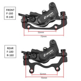 HAIKS Zoom HB876 Hydraulic Disc Brakes Set, Black, Mountain Bike Left Front 800mm, Adapter Fit EBike Fat Bike Bicycle for Mountain Bike, Road Bike