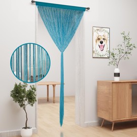 YIIBAII Door String Curtains Fringe Door Curtains for Doorways Window Room Decoration Living Room Divider(39"x79", Blue)