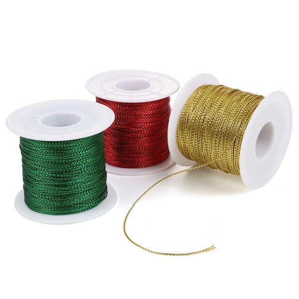 Naler 3 Rolls of Craft String Christmas Twine Cord for