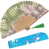 OMyTea "Sakura Chinese/Japanese Women Hand Held Silk Folding Fans with