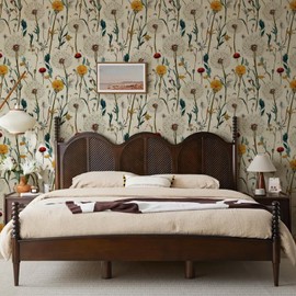 KDGHORMY Boho Vintage Dandelion Wallpaper Self Adhesive Peel and Stick Cream Watercolor Floating Fly Leaf Blooming Contact Paper Removable Waterproof for Bedroom Renter Friendly 17.71"x 118.1"