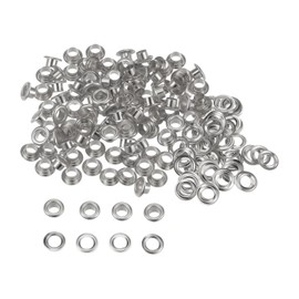 HARFINGTON 100set Grommets Kit Metal Eyelets 4.5mm 3/16" Hole Tiny Grommet for Shoes Clothes Belt Bag DIY Project, Silver Tone