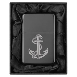 Lighter in Black Silk Lined Gift Box Anchor with Rope (Black)
