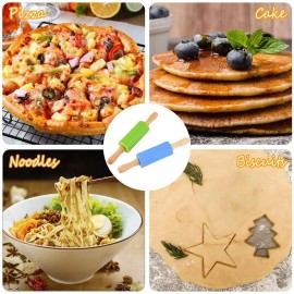 Honglida Mini Silicone Rolling Pin for Kids, Non-stick Surface Wood Handle, 9 Inch 2 Pack