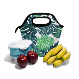 Lunch Bag Tote Handbag Neoprene lunchbox Food Container Tropical Palm Leaves Decor With Stylish Floral Printed Insulated Gourmet Tote Cooler Warm Pouch For Women Men Kids for School or Work