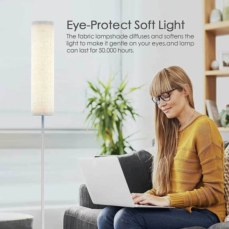 Dodocool LED Floor Lamp for Living Room w/Fabric Lamp Shade