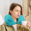 ネックピロー U型 首枕 手動プレス式膨らませる 軽量 折りたたみ コンパクト収納 携帯便利 飛行機 オフィス
